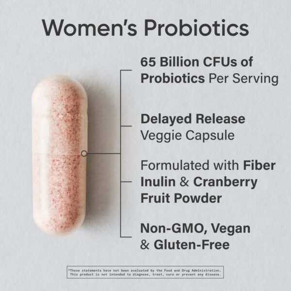 Sports Research Probiotics with Prebiotics & Cranberry | Women's Probiotic Blend with 65 Billion CFU at Expiration | Gluten Free, Non-GMO Verified & Vegan Certified (30 Count)