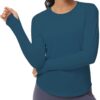 THE GYM PEOPLE Women's Long Sleeve Workout Shirts Athletic Crewneck Hiking Tops with Thumb Hole