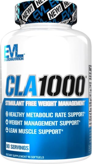 Evlution Conjugated Linoleic Acid CLA Pills - CLA 1000mg Diet Pills to Support Weight Loss Fat Burning Lean Muscle and Faster Metabolism - Stimulant-Free Safflower Based Fat Loss Support - 90