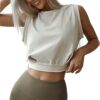 ARRIVE GUIDE Crop Top Athletic Shirts for Women Cute Sleeveless Yoga Tops Running Gym Cotton Cropped Workout Clothes