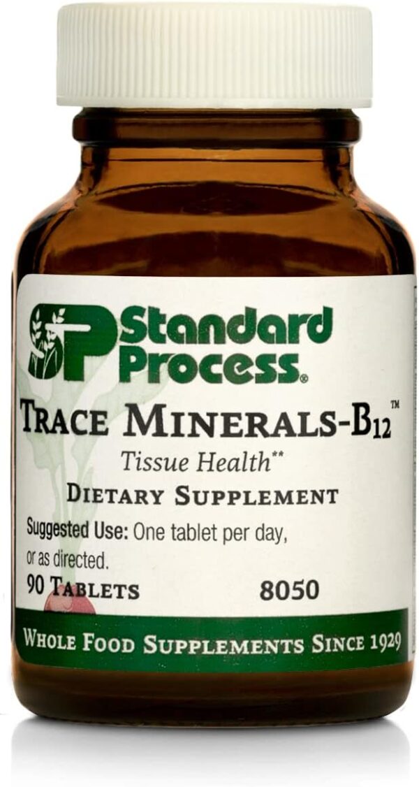 Standard Process Trace Minerals-B12 - Whole Food Spleen, Bone Health, Immune Support, Metabolism and Thyroid Support with Manganese, Kelp, Iodine, Copper, Vitamin B12, Zinc, and Iron - 90 Tablets