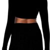 Sunzel Long Sleeve Workout Tops for Women Breathable Square Neck Crop Top with Built in Bra Cropped Yoga Shirt for Lounge Gym