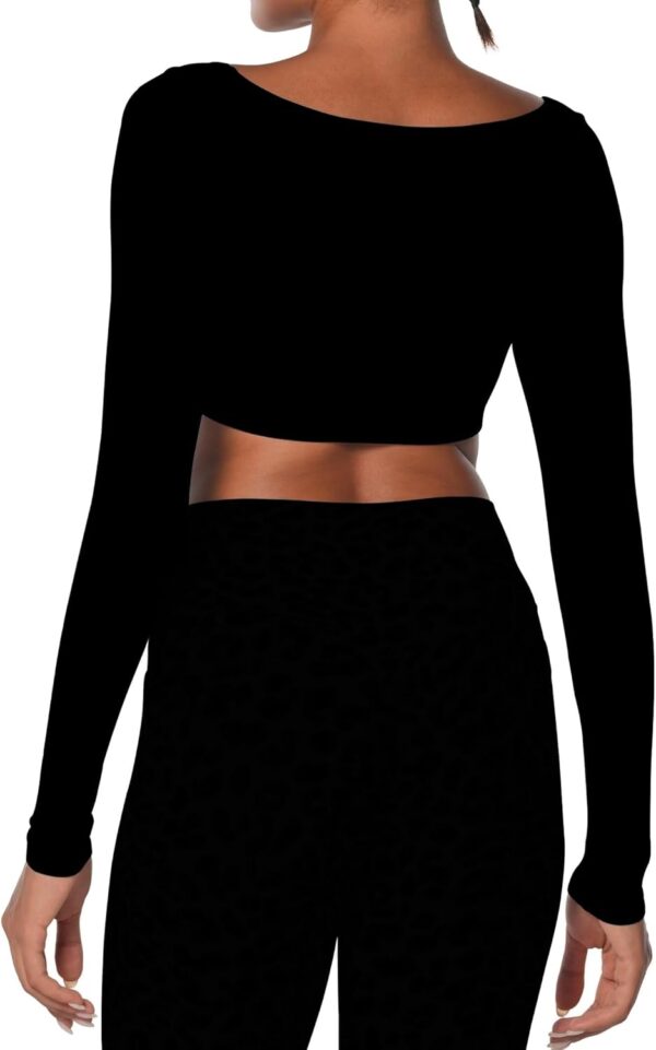 Sunzel Long Sleeve Workout Tops for Women Breathable Square Neck Crop Top with Built in Bra Cropped Yoga Shirt for Lounge Gym