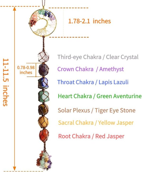 7 Chakra Stone Healing Crystal Tree of Life Wall Hanging Home Interior Decoration，Window Decoration，Yoga Meditation