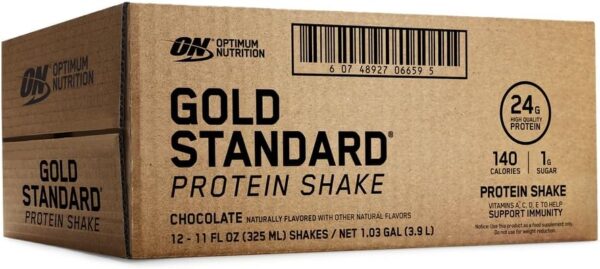 Optimum Nutrition Gold Standard Protein Shake, 24g Protein, Ready to Drink Protein Drinks, Chocolate, 11 Fl Oz, 12 Count (Pack of 1) (Packaging May Vary)