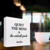 Quiet The Mind And The Soul Will Speak Sign,Inspirational Wood Block Box Plaque Sign Desk Decor for Home Yoga Room Meditation Space Shelf Table Decorations
