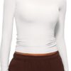 CRZ YOGA Long Sleeve Shirts for Women Soft Crew Neck Fall Basic Tight Tops Fitted Casual Going Out T-Shirts