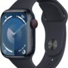 Apple Watch Series 9 [GPS + Cellular 41mm] Midnight Aluminum Case with Midnight Sport Band S/M (Renewed)