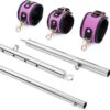 Spreader Bar Heavy Duty Stainless Steel Expandable Black Bar Home Gym with 4pcs Furry Purple Adjustable Strap,Sports Aid Training Fitness Gear Pilates Aid Kit,Yoga Set