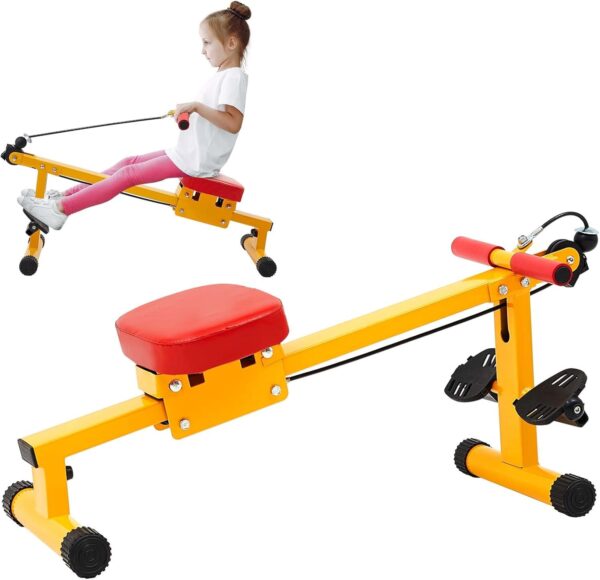 Meooeck Kids Rowing Machine Fitness Exercise Equipment for Kids Indoor Waist and Back Exerciser Adjustable Children Workout Equipment for Physical Training Beginners Children Toddler Outdoor Sports