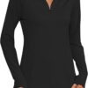 LOMON Women Long Sleeve Shirts Sun Protection 1/4 Zip Summer Quick Dry Hiking Shirts Quarter Zip Pullover for Women
