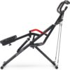 Sunny Health & Fitness Row-N-Ride PRO, Full Body Combo Squat Machine w/Optional Resistance Band, Easy Setup Ab Workout Exercise Equipment for Home, Whole Body Cardio, Optional SunnyFit App Connection