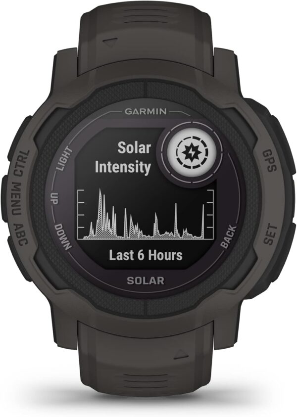 Garmin Instinct 2 Solar, GPS Outdoor Watch, Solar Charging Capabilities, Multi-GNSS Support, Tracbak Routing, Graphite