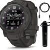 Wearable4U - Garmin Instinct Crossover Solar, Rugged Hybrid Smartwatch, Analog Hands and Digital Display 1.27 in, Graphite with E-Bank Bundle