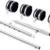 Spreader Bar Heavy Duty Stainless Steel Expandable Black Bar Home Gym with 4pcs Furry Purple Adjustable Strap,Sports Aid Training Fitness Gear Pilates Aid Kit,Yoga Set (Silver+Silver PU Kit)