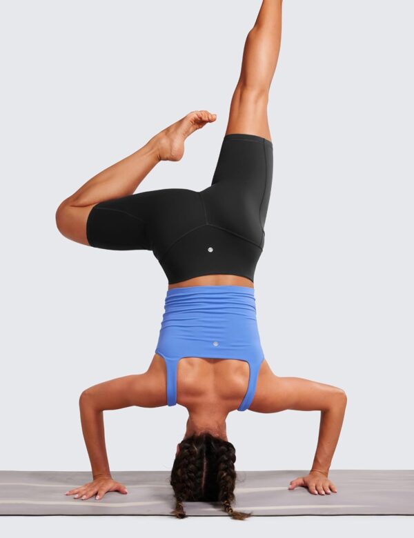 CRZ YOGA Women's Naked Feeling Biker Shorts with Pockets 8'' - High Waisted Yoga Gym Workout Spandex