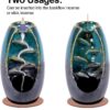 SPACEKEEPER Ceramic Backflow Incense Holder and Burner Waterfall, with 120 Backflow Incense Cones + 30 Incense Stick, Aromatherapy Ornament Home Decor, Blue Set