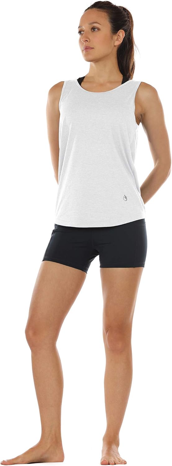 icyzone Women's Open Back High Neck Workout Athletic Gym Tank Tops