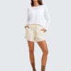 CRZ YOGA Pima Cotton Long Sleeve Workout Shirts for Women Loose Fit Athletic Yoga T-Shirts Casual Boat Neck Fall Tops