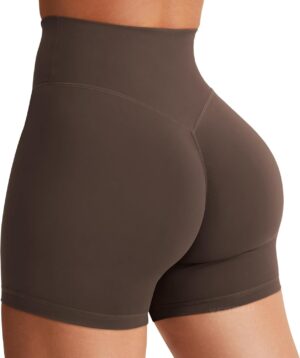 YEOREO Women's Biker Shorts 4.5" / 6" Workout Gym Shorts Craze High Waist Tummy Control Hidden Scrunch Running Yoga