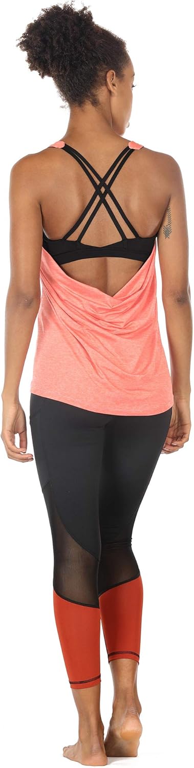 icyzone Workout Tank Tops Built in Bra - Women's Strappy Athletic Yoga Tops, Exercise Running Gym Shirts