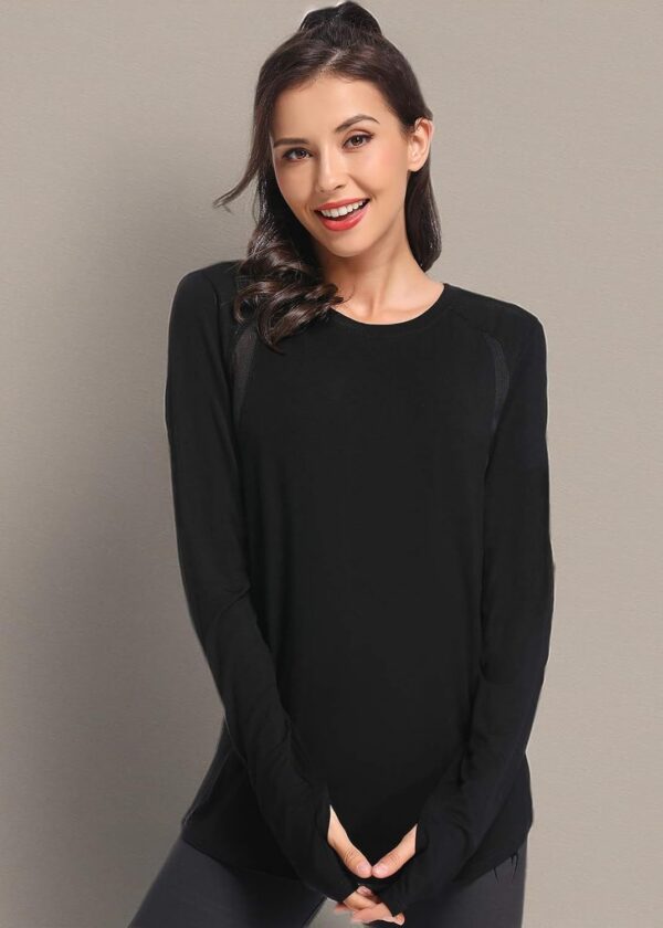 Muzniuer Long Sleeve Workout Tops for Women-Plain Long Sleeve Shirts Yoga Tops Gym Sports T-Shirt with Thumb Hole