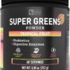 Super Greens Powder | Superfood to Support Digestive Enzymes and Bloating with 2 Billion Probiotics | Support Energy Levels & Gut Health | GMP Certified, Non-GMO | Tropical Fruit Refresher