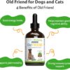 Pet Wellbeing Old Friend for Senior Dogs & Cats- Supports Immune System Health, Joint Mobility, Healthy Energy Levels, Alfalfa, Reishi - Veterinarian-Formulated Herbal Supplement 4 oz (118 ml)