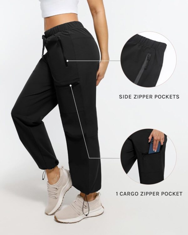 Women's Hiking Cargo Pants Quick Dry Lightweight Joggers with Multiple Zipper Pockets Adjustable Cuffs for Travel