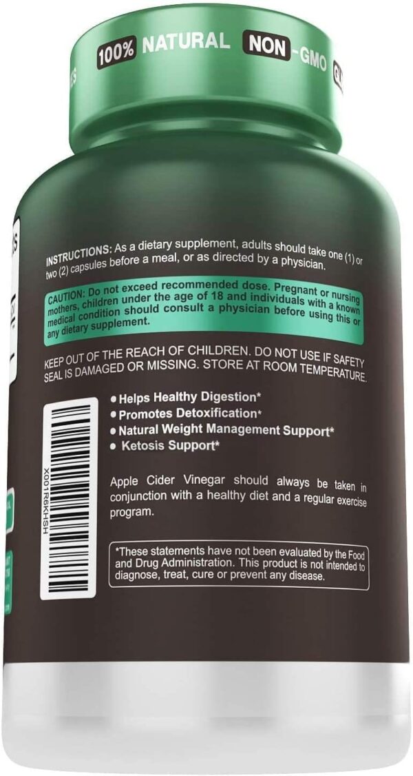 Herbtonics Raw Apple Cider Vinegar Capsules with Mother - Detox, Cleanse & Digestive Health Formula - Unfiltered ACV for Weight Management, Metabolic Support & Bloating Relief - Non-GMO - 240 Capsules
