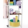 Yoga Mat Storage Rack with Wheels, 3 Tier Home Gym Workout Equipment Organizer for Dumbbells, Kettlebells, Foam Rollers
