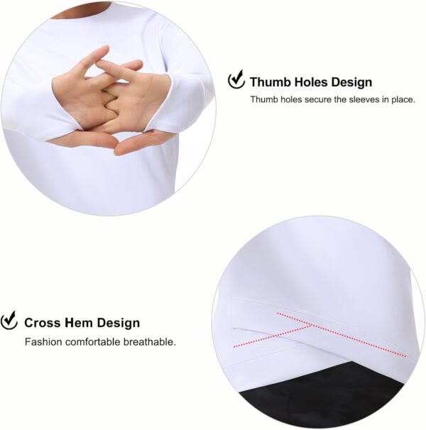 Women's Long Sleeve Compression Shirts Workout Tops Cross Hem Athletic Running Yoga T-Shirts with Thumb Hole