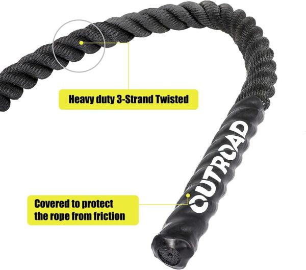 Battle Ropes 1.5 inch 30 ft - Polyester Workout Rope Heavy for Home Body Workouts Building Muscle, Black