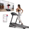 Sunny Health & Fitness Premium Foldable Treadmill for Home, Running or Walking with Auto Incline, Shock Absorption, Digital Display, Optional 20” Running Deck, Free SunnyFit App Bluetooth Connection