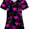 ChicCrate 2025 Scrub Tops Women Stretchy Valentine Scrubs Easter Top V Neck Printed Shrits with Pockets S-5Xl