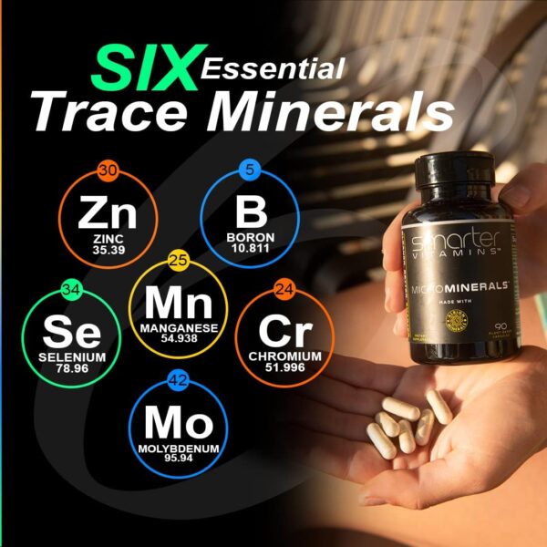 15mg Zinc Glycinate from Albion® 6 Essential Trace Bisglycinate Minerals, Manganese, Boron, Chromium, Selenium, Molybdenum Supplement, 90 Plant-Based Vegan Capsules