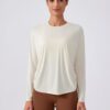 altiland Drawstring Side Ruched Long Sleeve Workout Shirts for Women, Buttery Soft Running Gym Athletic Yoga Tops Loose Fit