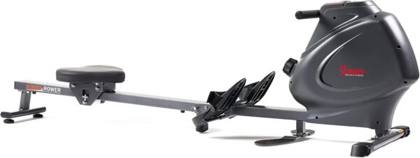 Sunny Health & Fitness Multi-Function Premium Magnetic Rowing Machine, Bicep Curls, Upward Rows, Seated Rows, Foldable Slide Rails, Digital Monitor and Optional Bluetooth with Free SunnyFit App