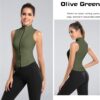 FEOYA Women Sleeveless Athletic Tank Top Shirts Full Zip Up Tshirt for Yoga Running Fitness Exercise