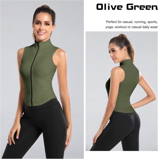 FEOYA Women Sleeveless Athletic Tank Top Shirts Full Zip Up Tshirt for Yoga Running Fitness Exercise