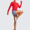 CRZ YOGA Lightweight Long Sleeve Workout Shirts for Women Gym Running Fall Tshirts High Neck Athletic Training Tops