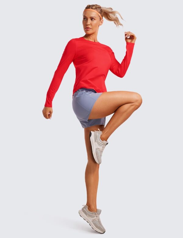 CRZ YOGA Lightweight Long Sleeve Workout Shirts for Women Gym Running Fall Tshirts High Neck Athletic Training Tops