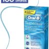 Oral-B Dental Floss for Braces, Super Floss Pre-Cut Strands, Mint, 50 Count, Pack of 2