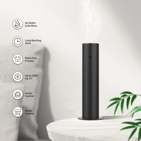 Bluetooth Essential Oil Diffuser for Aromatherapy Oils 500ml/4000 Sq.Ft, All-Metal Waterless Fragrance Diffuser, Waterless Cold-Air Diffusion Scent Air Machine for Home, Office (Black)