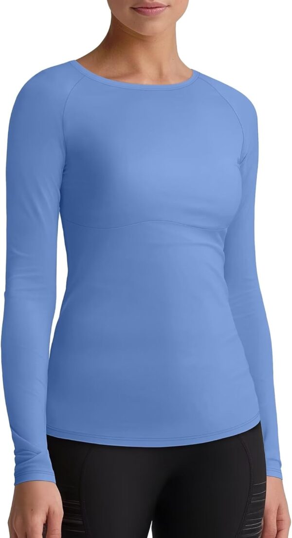 Womens Long Sleeve Workout Tops Slim-Fit Yoga Top Quick Dry Running Athletic Shirt High Stretch