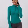 LOMON Womens Long Sleeve Workout Tops Quick Dry Quarter Zip Pullover Crop Yoga Athletic Slim Fit Shirts