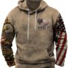 ZOCAVIA American Flag Hoodies for Men USA Graphic Hooded Sweatshirts Drawstring Western Ethnic Boys Pullover Tops