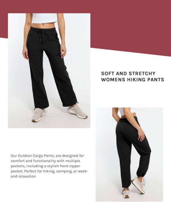 Women's Hiking Cargo Pants Quick Dry Lightweight Joggers with Multiple Zipper Pockets Adjustable Cuffs for Travel