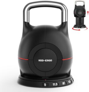 Adjustable Kettlebell Weight Set-Quickly Adjusts 7 Weights(5lb-44lb), Ergonomic kettlebell sets for Home Gym