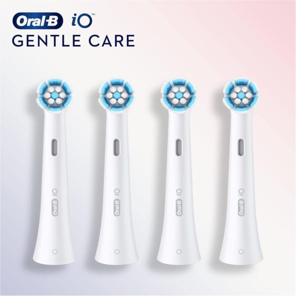 Oral-B iO Gentle Care Electric Toothbrush Head, Twisted & Angled Bristles for Deeper Plaque Removal, Pack of 4 Toothbrush Heads, Suitable for Mailbox, White